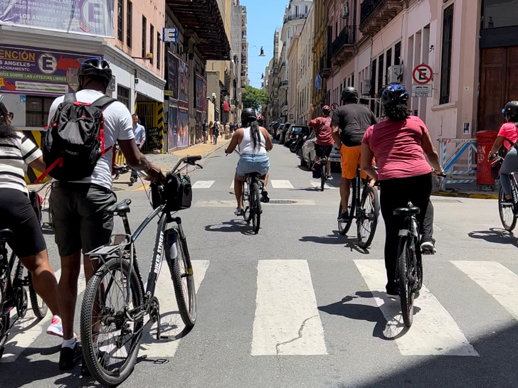 riding a biike around san telmo area