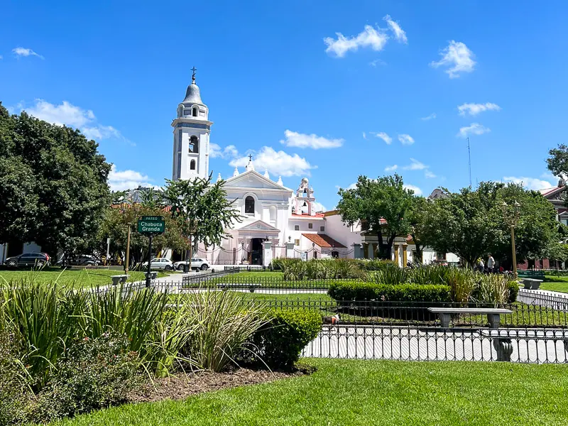 recoleta area and the church in a stop of the city tour