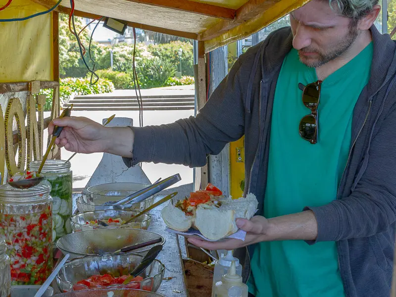 making a perfect sandwich in our foodie experience