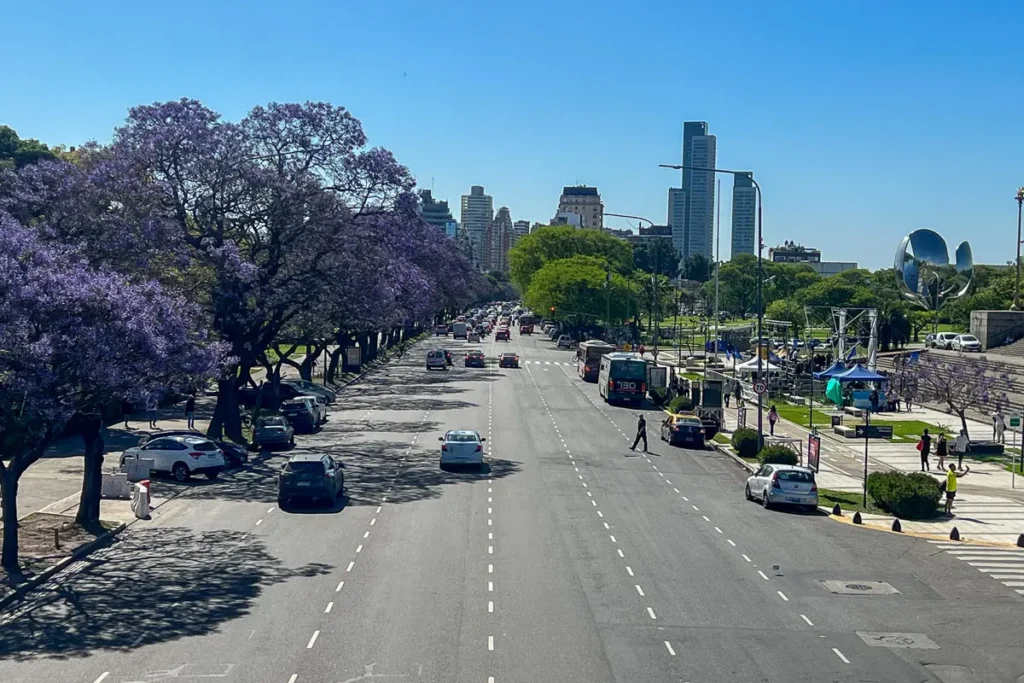 picture libertador avenue from the bridge in a city tour