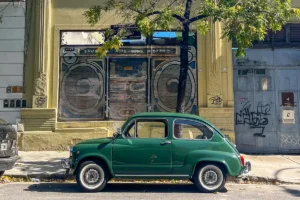 vintage car in the touristic area of palermo