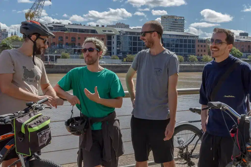 bike tour group chating in puerto madero